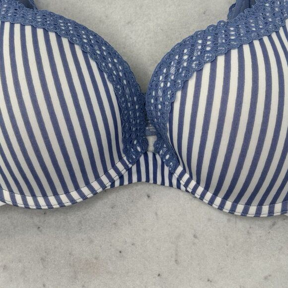 Tommy Hilfiger Convertible Lace Trim Push Up Bra Women’s Size 34C Blue Striped - Picture 5 of 10